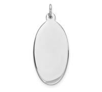 Collier avec pendentif en argent sterling 925 plaqué Rhod ovale poli sur le devant et le dos en satin pour femme 16 mm