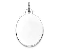 Collier avec pendentif en argent sterling 925 plaqué Rhod ovale poli sur le devant et le dos en satin pour femme 15 mm