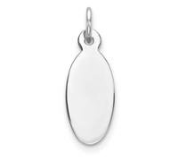 Collier avec pendentif en argent sterling 925 plaqué Rhod ovale poli sur le devant et le dos en satin 9 mm pour femme