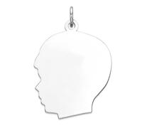 Collier avec pendentif en argent sterling 925 plaqué Rhod poli sur le devant et le dos satiné 21 mm pour femme