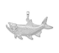 Collier avec pendentif en argent sterling 925 plaqué rhodium - 40 mm - Poisson de la vie marine - Pour femme