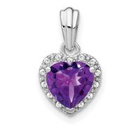 Collier avec pendentif en argent sterling 925 plaqué rhodium avec améthyste et diamant de 9,3 mm pour femme