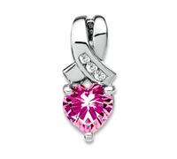 Collier avec pendentif en argent sterling 925 plaqué rhodium et saphir rose 6,4 mm pour femme