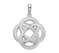 Collier avec pendentif en argent sterling 925 plaqué rhodium poli cercle celtique nœud éternité pour femme