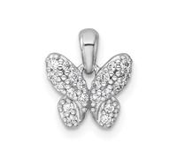 Collier avec pendentif en argent sterling 925 plaqué rhodium poli CZ imitation diamant papillon ailes d'ange pour femme 10,4 mm