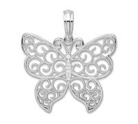Collier avec pendentif en argent sterling 925 plaqué rhodium poli en filigrane ailes d'ange papillon pour femme