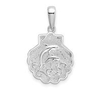 Collier avec pendentif en argent sterling 925 plaqué rhodium poli texturé dauphins 24,44 mm de long pendentif pour femme