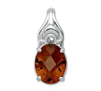 Collier avec pendentif en argent sterling 925 poli Whisky Quartz 20 x 10 mm de large pour femme