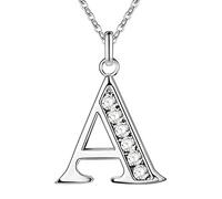 Collier avec pendentif en argent sterling avec nom personnalisé for femme, S925 en argent sterling avec lettre initiale Zircon tour de cou tendance collier délicat chaîne cadeau bijoux for ses filles