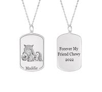 Collier avec pendentif en argent sterling ou laiton - 4 cm - Personnalisable - Portrait de cheval - Gravure photo personnalisée, One Size(18INCH), Acier inoxydable, Pas de gemme
