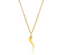 Collier avec pendentif en corne italienne - Amulette porte-bonheur - Plaqué or et argent - Style vintage - Talisman - En forme de piment Cornciello - Collier en spirale pour homme et femme - Cadeau