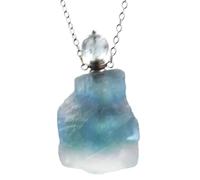 Collier avec Pendentif En Cristal Brut Naturel pour Femmes et Hommes, Diffuseur D'Huiles Essentielles, Flacon De Parfum, Fluorite Verte, Chaîne En Cristal Brut, Spirale Énergétique, Bijoux Cadeaux