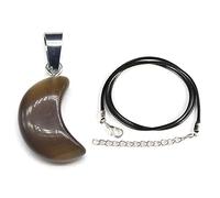 Collier avec pendentif en cristal, collier tendance marron naturel en forme de croissant de lune, collier rétro avec pendentif Reiki, chakra, chaîne en cuir délicat, chaîne de yoga, méditation, cadeau