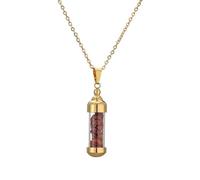 Collier avec Pendentif En Cristal De Gravier Naturel pour Femmes et Hommes, Diffuseur D'Huiles Essentielles, Bouteille De Parfum, Pendentif Hexagonal En Spirale, Chaîne En Or, Ras Du Cou, Bijoux En