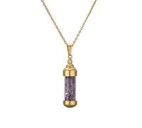 Collier avec Pendentif En Cristal De Gravier Naturel pour Femmes et Hommes, Diffuseur D'Huiles Essentielles, Bouteille De Parfum, Pendentif Hexagonal En Spirale, Chaîne En Or, Ras Du Cou, Bijoux En