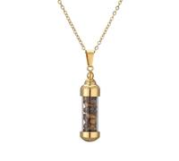 Collier avec Pendentif En Cristal De Gravier Naturel pour Femmes et Hommes, Diffuseur D'Huiles Essentielles, Bouteille De Parfum, Pendentif Hexagonal En Spirale, Chaîne En Or, Ras Du Cou, Bijoux En