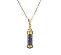 Collier avec Pendentif En Cristal De Gravier Naturel pour Femmes et Hommes, Diffuseur D'Huiles Essentielles, Bouteille De Parfum, Pendentif Hexagonal En Spirale, Chaîne En Or, Ras Du Cou, Bijoux En