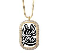 Collier avec pendentif en cristal doré avec citation Live In You
