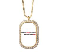 Collier avec pendentif en cristal doré avec citation « The Greatest Test Is To Bear Defeat »