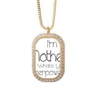 Collier avec pendentif en cristal doré avec inscription « I'm a Mother What's your Superpower »