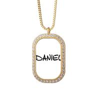 Collier avec pendentif en cristal doré avec nom anglais Daniel
