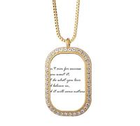 Collier avec pendentif en cristal doré et strass « Don't aim for Success If You Want It »
