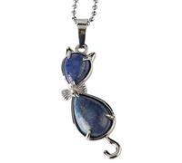 Collier Avec Pendentif En Cristal En Pierre Naturelle En Forme De Chat Mignon Avec Chaîne En Perles D'Argent Collier Reiki Bijoux En Pierres Précieuses Cadeaux Pour Femmes Hommes Amoureux Des Chat