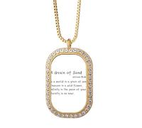 Collier avec pendentif en cristal et cristal doré avec citation de la poésie Célèbre A Grain de sable