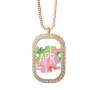Collier avec pendentif en cristal et cristal doré pour mois d'avril