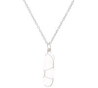 Collier avec pendentif en cristal naturel hexagonal avec pierres précieuses enveloppées de fil tarte