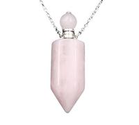 Collier avec Pendentif En Cristal Naturel pour Femmes et Hommes, Diffuseur D'Huiles Essentielles, Bouteille De Parfum, Pendentif Hexagonal En Spirale, Chaîne Énergétique, Bijoux En Pierres Préci