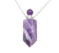 Collier avec Pendentif En Cristal Naturel pour Femmes et Hommes, Diffuseur D'Huiles Essentielles, Bouteille De Parfum, Pendentif Hexagonal En Spirale, Chaîne Énergétique, Bijoux En Pierres Préci