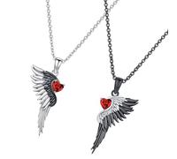 Collier avec pendentif en forme d'aile d'ange et de démons - Bijou symbolique pour couple ou meilleur ami - Collier avec ailes de diable angélique