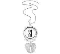 Collier avec pendentif en forme d'ailes d'ange avec chiffres romains onze en noir