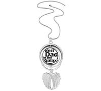 Collier avec pendentif en forme d'ailes d'ange avec citation « Best Dad in the Galaxy »