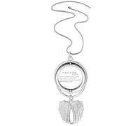 Collier avec pendentif en forme d'ailes d'ange avec citation de poésie célèbre et grain de sable