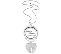 Collier avec pendentif en forme d'ailes d'ange avec citation « No worries »