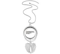 Collier avec pendentif en forme d'ailes d'ange avec citation « Once Time Is Wasted Life Is Wasted »