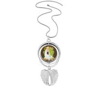 Collier avec pendentif en forme d'ailes d'ange avec illustration de dix-huit Arhats