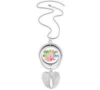 Collier avec pendentif en forme d'ailes d'ange avec illustration du mois d'avril