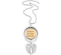 Collier avec pendentif en forme d'ailes d'ange avec inscription « Believe in your dream »