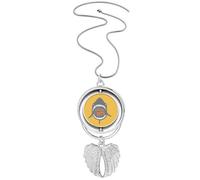 Collier avec pendentif en forme d'ailes d'ange avec inscription « Beware I Bite Shark »