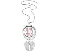 Collier avec pendentif en forme d'ailes d'ange avec inscription « Error Page Is Eaten » - Programmer 404
