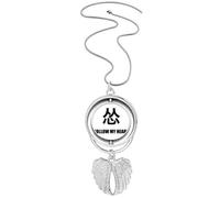 Collier avec pendentif en forme d'ailes d'ange avec inscription « Follow My Heart Afraid »