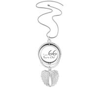 Collier avec pendentif en forme d'ailes d'ange avec inscription « I am 66 years old age »