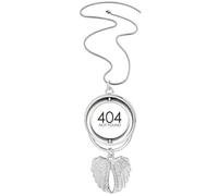 Collier avec pendentif en forme d'ailes d'ange avec inscription « Programmer 404 Error Not Found »