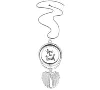 Collier avec pendentif en forme d'ailes d'ange avec inscription Time to Travel