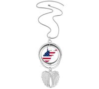 Collier avec pendentif en forme d'ailes d'ange avec motif carte de l'Ouest des États-Unis de Virginie USA