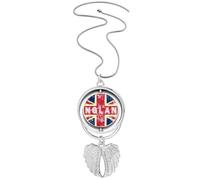 Collier avec pendentif en forme d'ailes d'ange avec motif drapeau du Royaume-Uni Union Jack