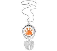 Collier avec pendentif en forme d'ailes d'ange avec motif empreinte de chat orange